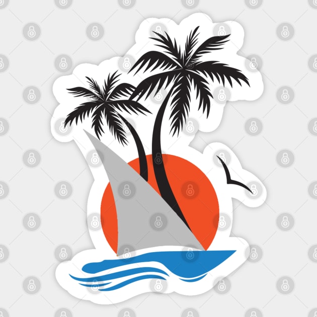 Palm trees on Beach Sticker by MugyBlinders